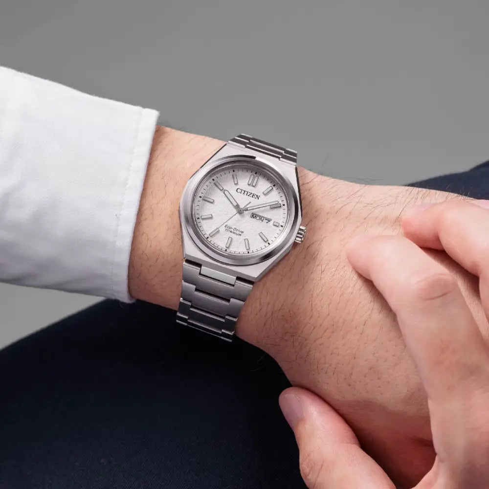 Citizen Eco-Drive AW0130-85A White Dial Titanium  Men'sWatch