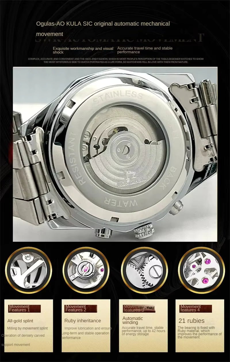 AOKULASIC Top Brand Men’s Mechanical Skeleton Luxury Watch