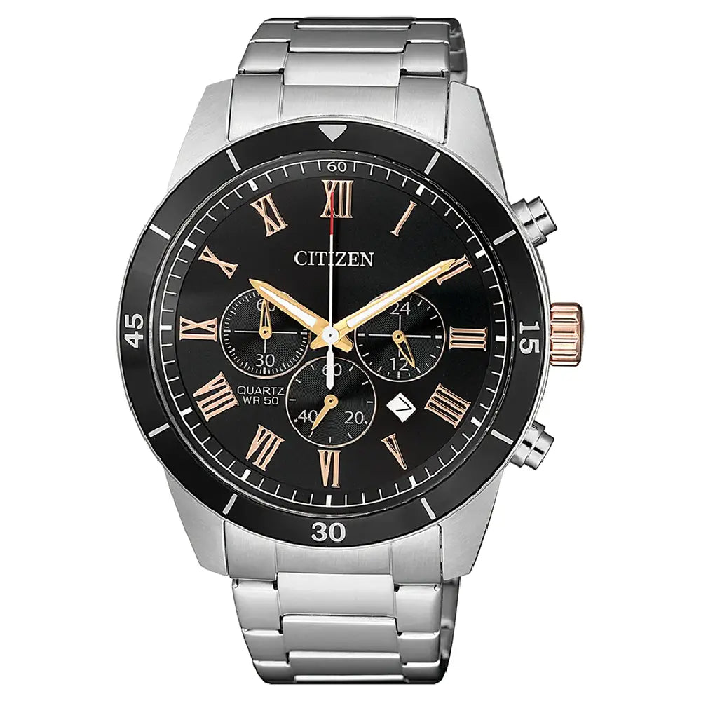 Citizen Quartz Chronograph AN8168-51H Black/Grey Dial 44mm Stainless Steel Men's Watch